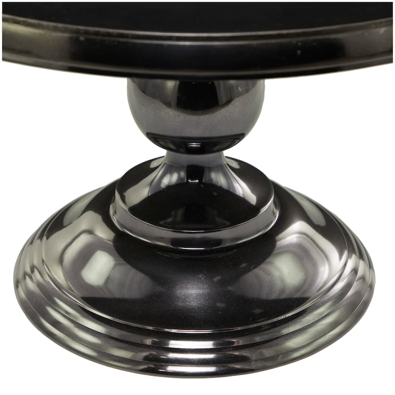 Black Aluminum Coffee Table with Pedestal Base