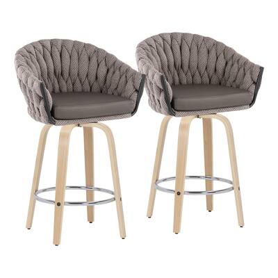 Carson Carrington Braided Matisse Fixed-Height Counter Stool with Wood Legs (Set of 2)
