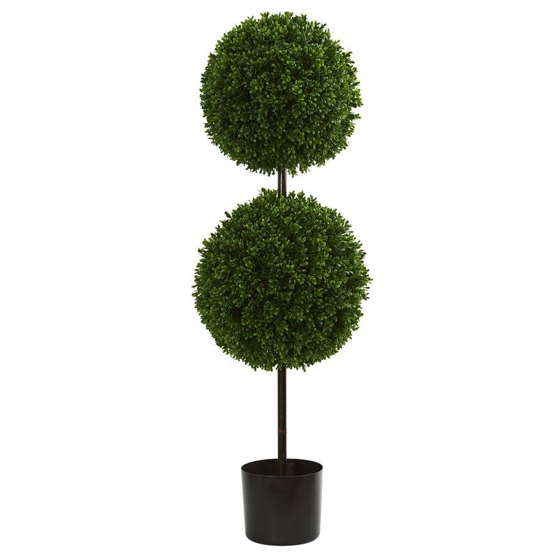 Artificial Topiary Tree Double Ball 3.5 Ft Indoor Outdoor Decor - Green
