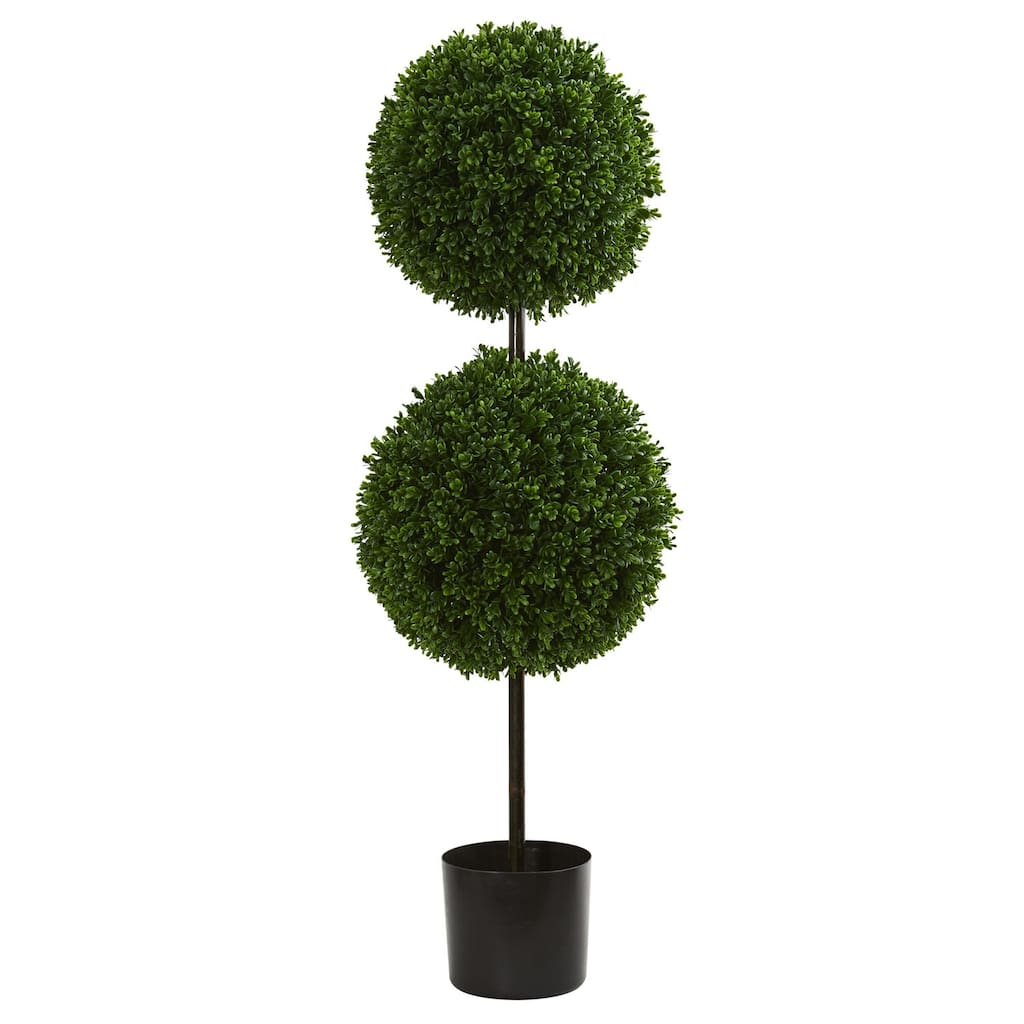 Artificial Topiary Tree Double Ball 3.5 Ft Indoor Outdoor Decor - Green