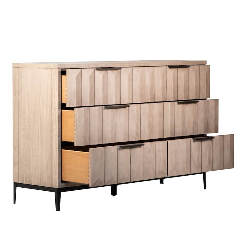 Emilia Pine Modern 6-Drawer Storage Dresser