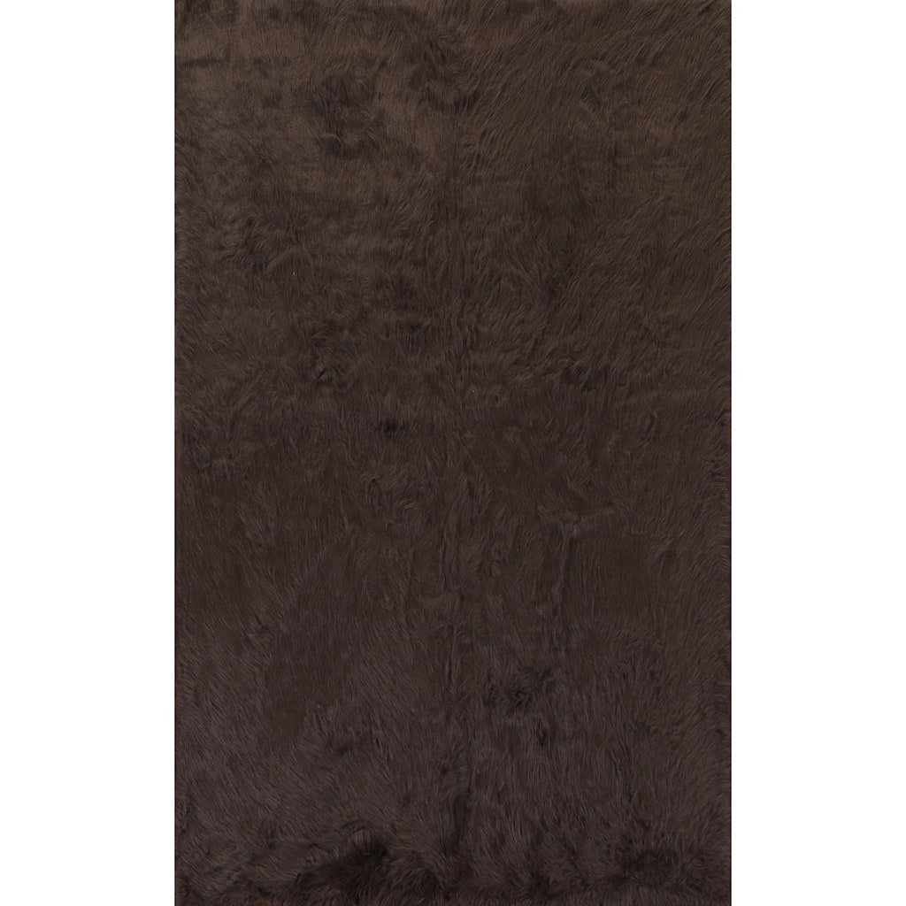 Contemporary Shaggy Oriental Area Rug Hand-tufted Foyer Carpet - 4'10" x 7'4"