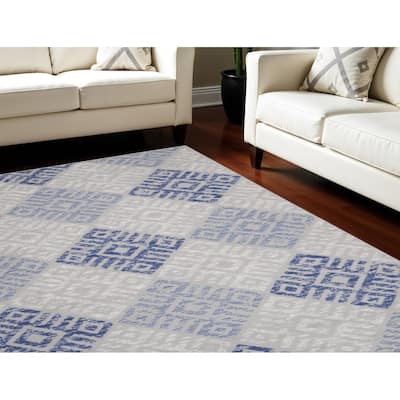 Power Loomed Distressed Geometric Modern Non Skid Stain Resistant Area Rug - 120' X '96' X '0.39