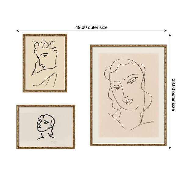 Kate and Laurel Henri Matisse Portrait 3 Piece Framed Wall Art Print Set by Nostalgia Prints