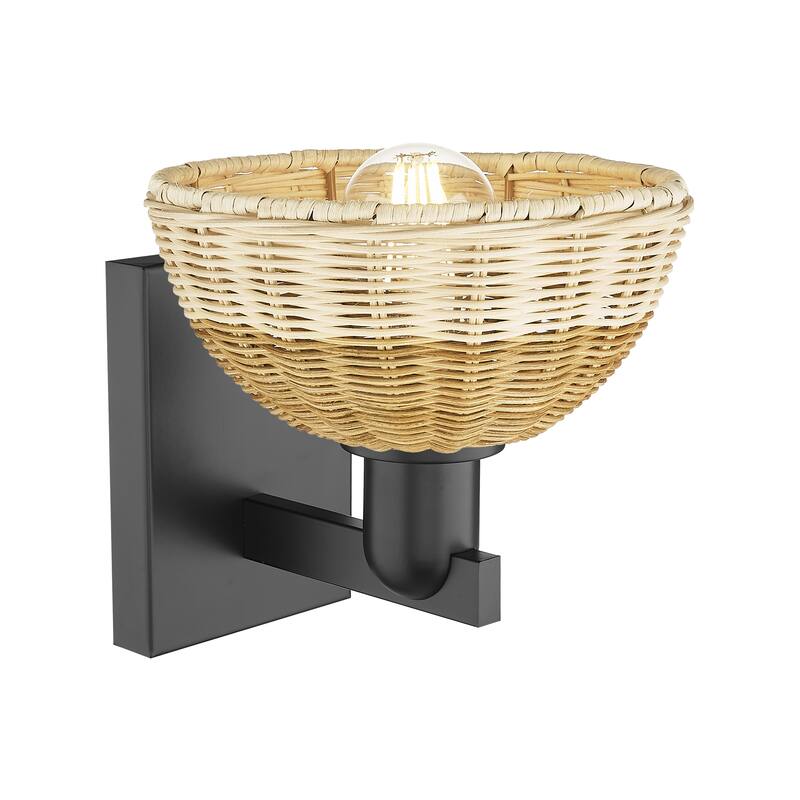 Innovations Lighting Downtown Urban - Natural Ballston Dome - 1 Light 7" Wall-mounted Sconce with Basketweave Shade