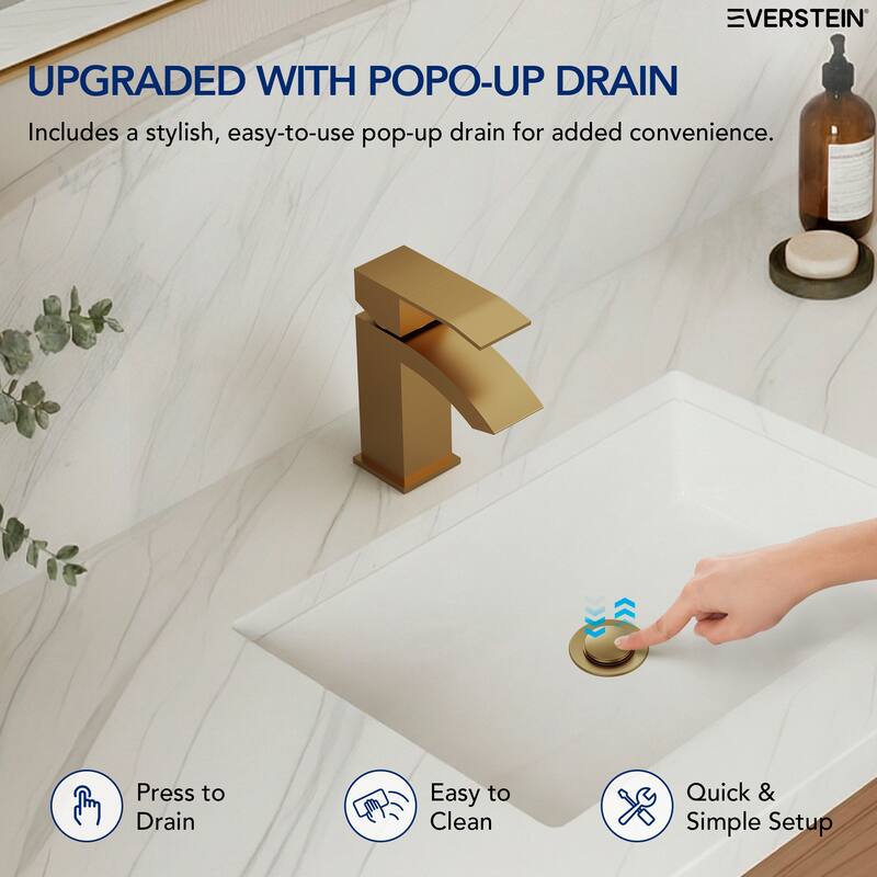 Single Handle Single Hole Waterfall Bathroom Faucet with Pop‑Up Drain