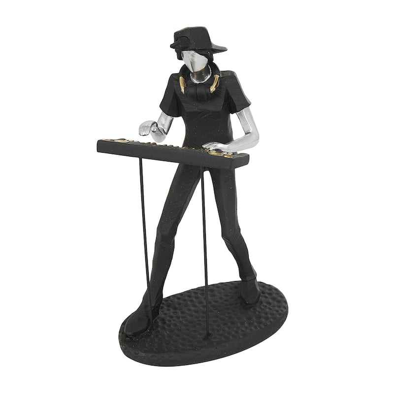 Polystone Musician Rock Band Decorative Sculpture with Gold and Silver Accents - Set of 4 Black - Roche River Decor