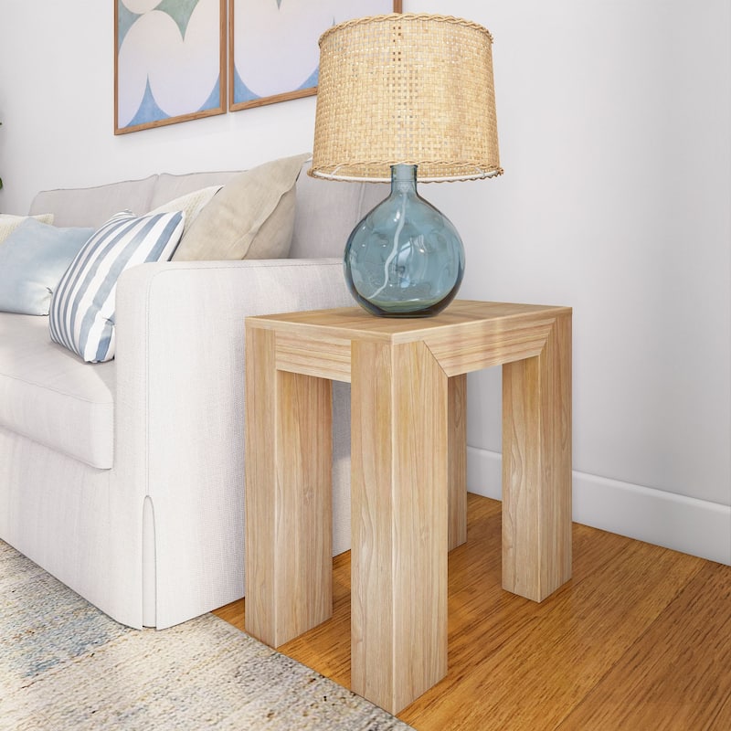 Plank and Beam Modern Rectangular Side Table - 25" - Blonde Wirebrush