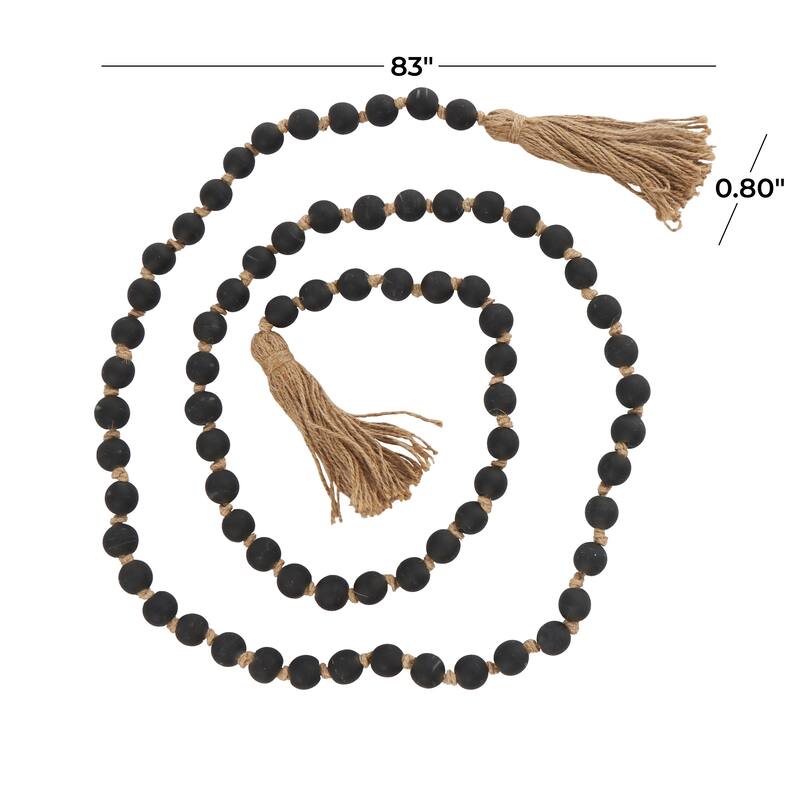 Glass Handmade Round Long Beaded Garland with Tassel with Knotted Brown Jute