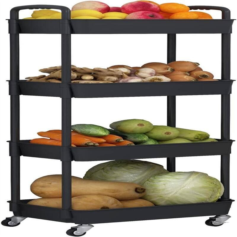 4-Tier Rolling Storage Cart Utility Cart - 11.02"D x 15.35"W x 42.32"H