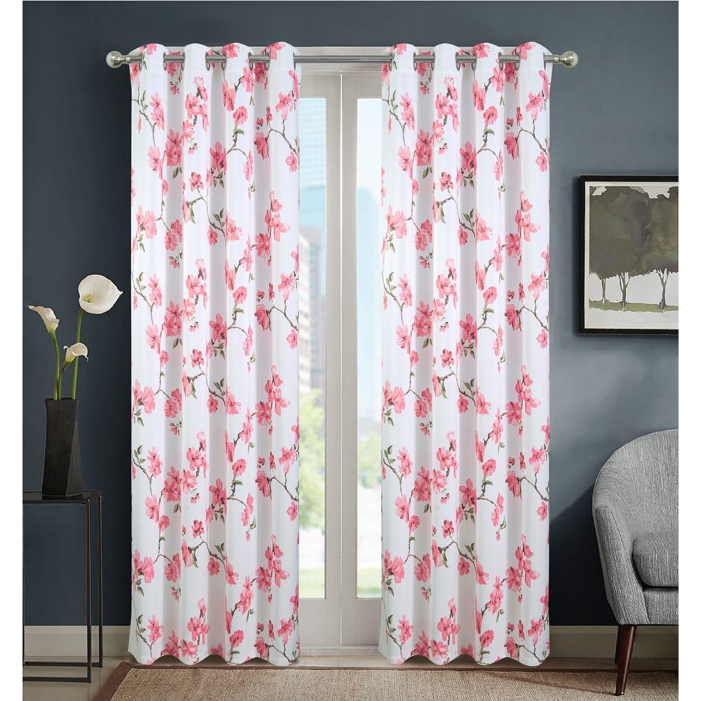 Lily Flowers Blackout Window Curtain 90 inch