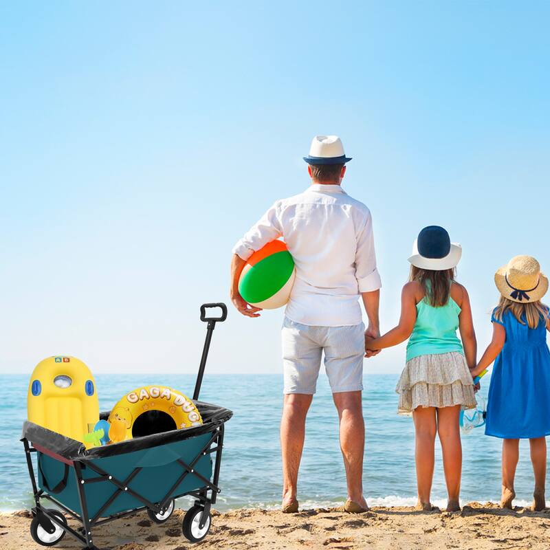 Heavy-Duty Collapsible Wagon with 3-Piece Multi-Use Bag Set - Utility Cart with Liner Covers
