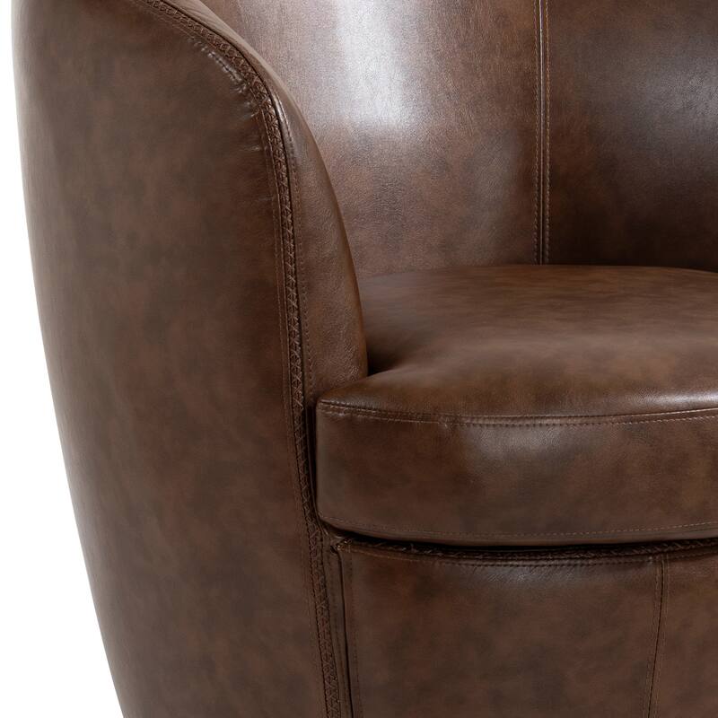 Modern Upholstery Barrel Swivel Chair Faux Leather