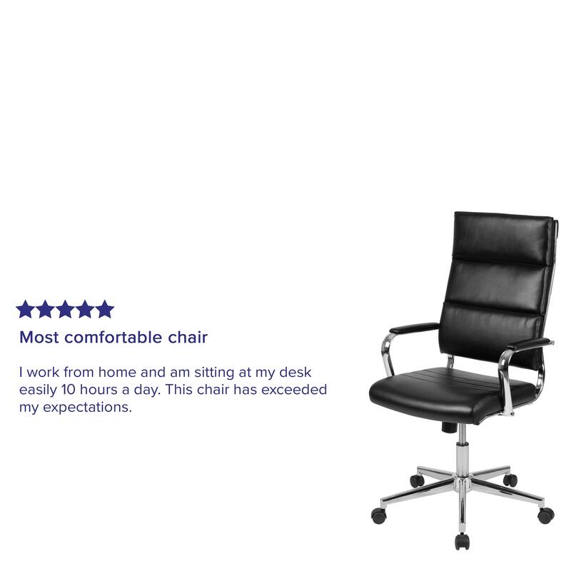 High Back LeatherSoft Contemporary Panel Executive Swivel Office Chair