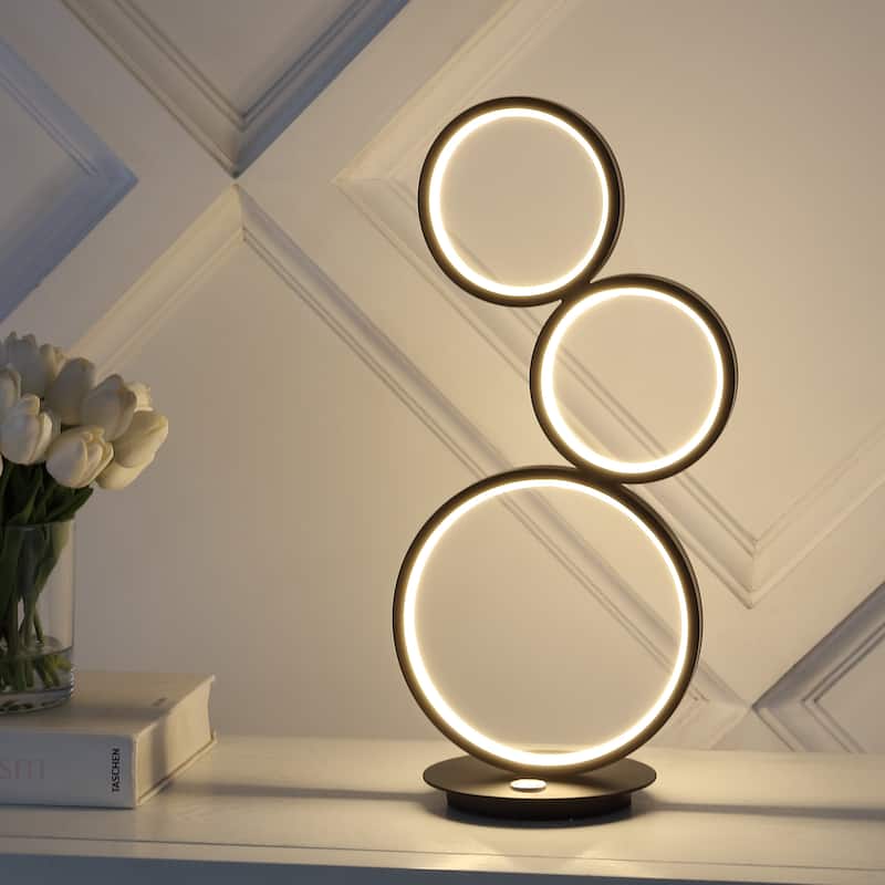 Lillian 17.25" 3-Light Bohemian Coastal Iron Integrated LED Table Lamp, Black by JONATHAN Y