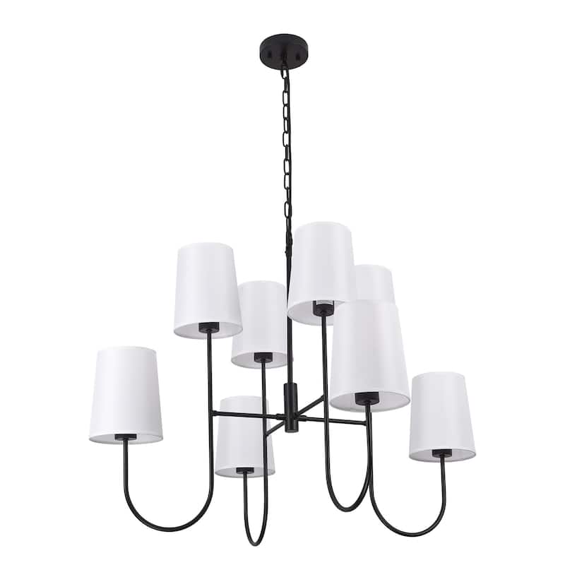8 - Light Dimmable Tiered Chandelier - Matte Black