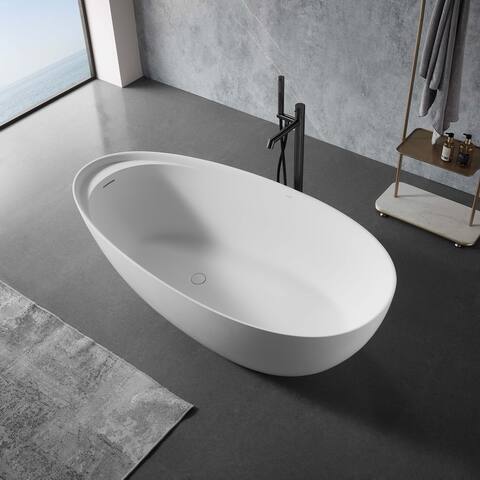 Clovis Solid Surface Freestanding Bathtub,67"x33.5"x21.5"