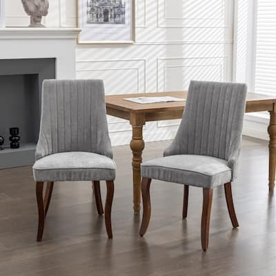 Rayon Cloth Flocking Linen Dining Chairs Channel Kitchen Dinner Chair Comfy Fabric Upholstered Accent Chair