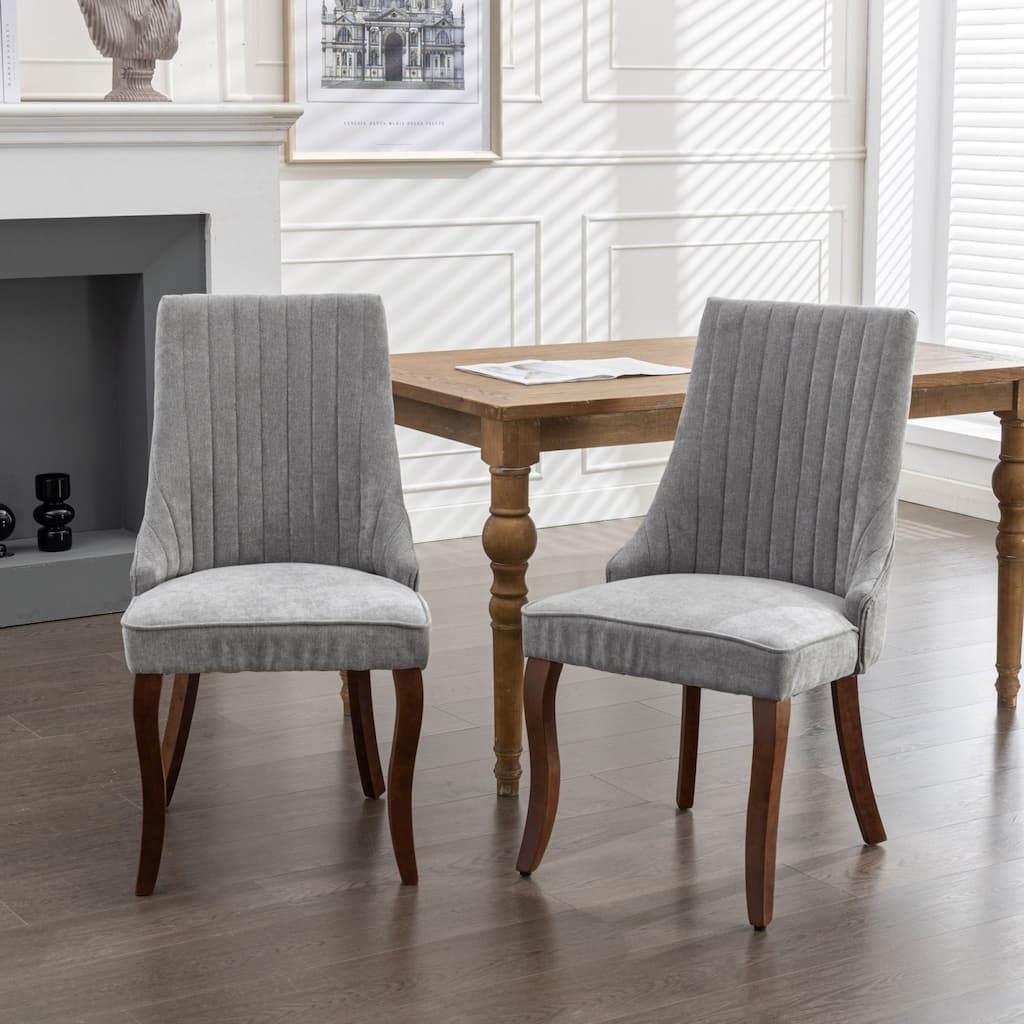 Rayon Cloth Flocking Linen Dining Chairs Channel Kitchen Dinner Chair Comfy Fabric Upholstered Accent Chair