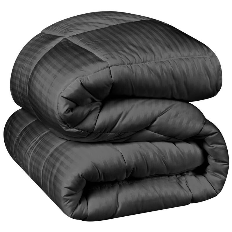 Superior 1 cm Striped Brushed Microfiber Reversible Down Alternative Comforter