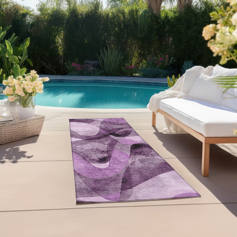 Machine Washable Indoor/ Outdoor Modern Chantille Rug