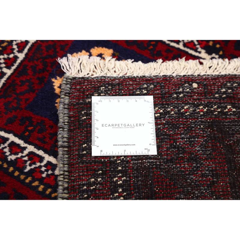 ECARPETGALLERY Hand-knotted Teimani Dark Navy, Red Wool Rug - 3'3 x 6'4