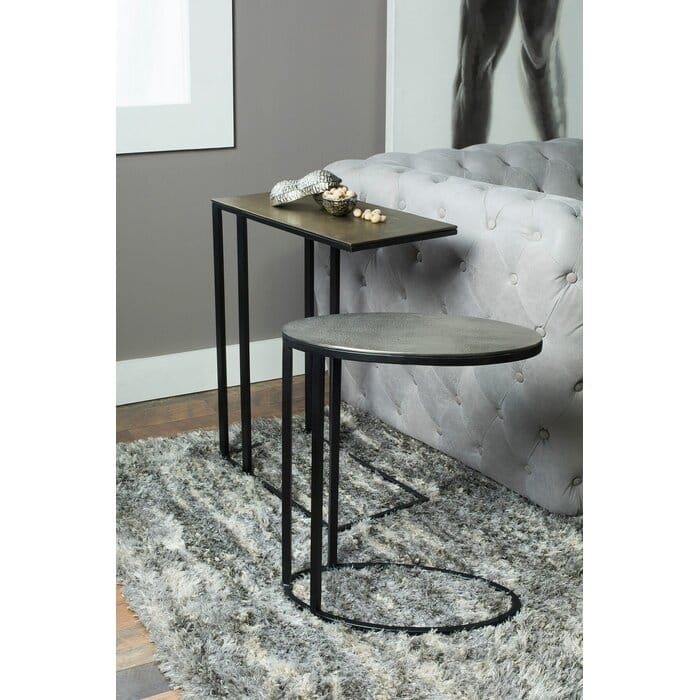 Antiqued Gold and Brushed Nickel 2-piece End Table Set