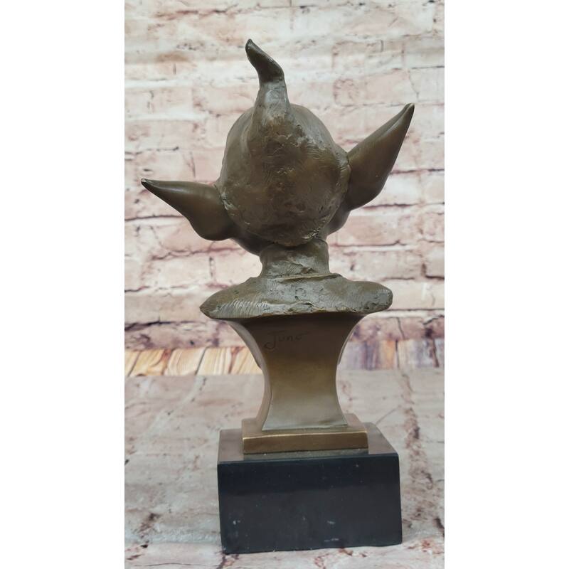 Whimsical Bronze Goblin Bust – Playful Fantasy Sculpture On Marble Base