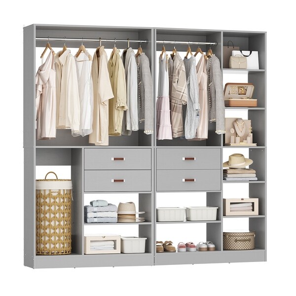 80''W Set of 2 Freestanding Closet System with Drawers, Reversible
