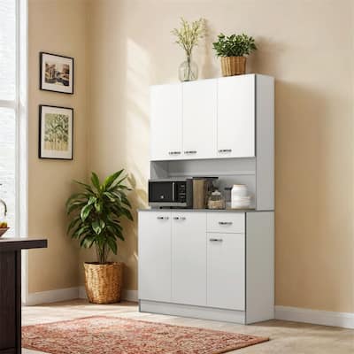 71" Modern Freestanding Kitchen Buffet Hutch With Server and Storage