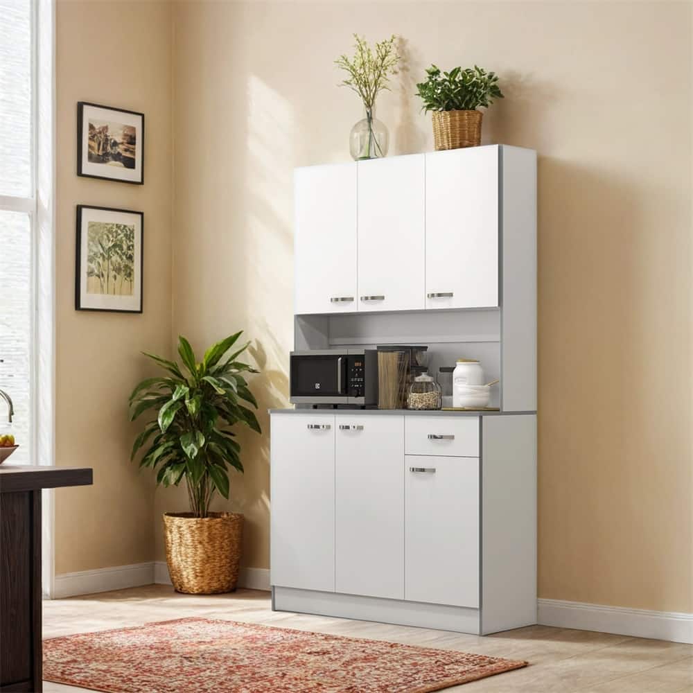 71" Modern Freestanding Kitchen Buffet Hutch With Server and Storage