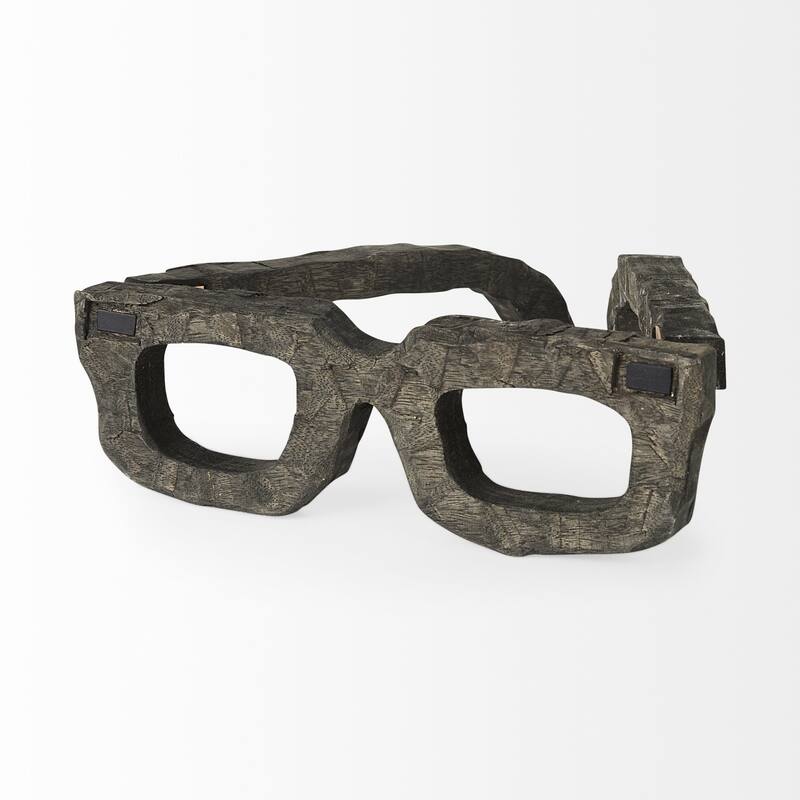 Eugene Rustic Brown Wooden Eyeglass Sculpture - 14"W x 13"D x 5"H