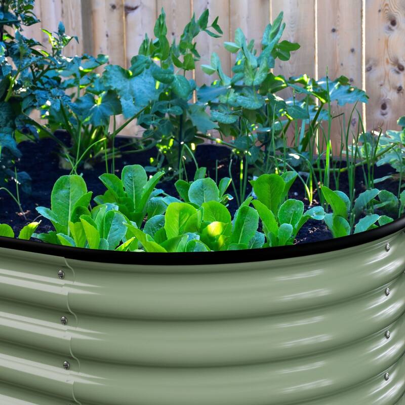 VEIKOUS 9-in-1 Modular Galvanized Metal Raised Garden Bed Kit, Bottomless Design with Safe Oval Corners & Stainless Hardware