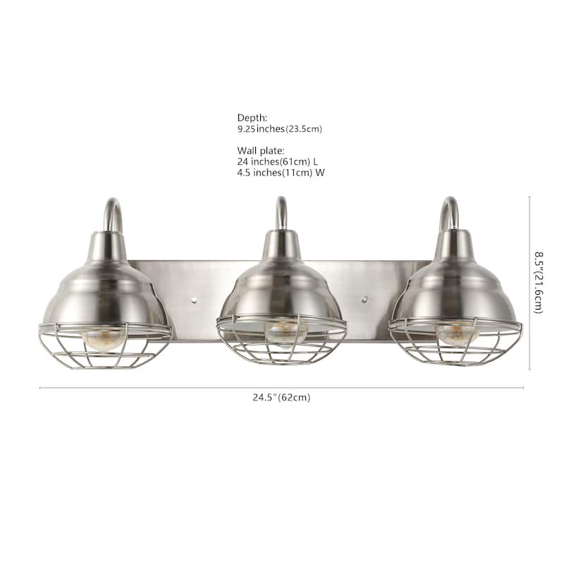 Cora 24.5" 3-Light Industrial Farmhouse Iron LED Vanity, Oil Rubbed Bronze by JONATHAN Y - 3 Light