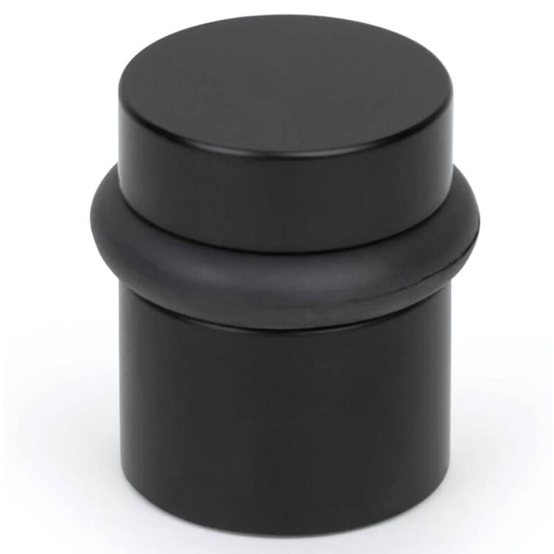 Mega Handles Round Floor Mounted Door Stopper – Solid Brass Decorative Door Wall Protector with Mounting Kit Included -  Wall Door Knob Protector|Matte Black - 1.5 in