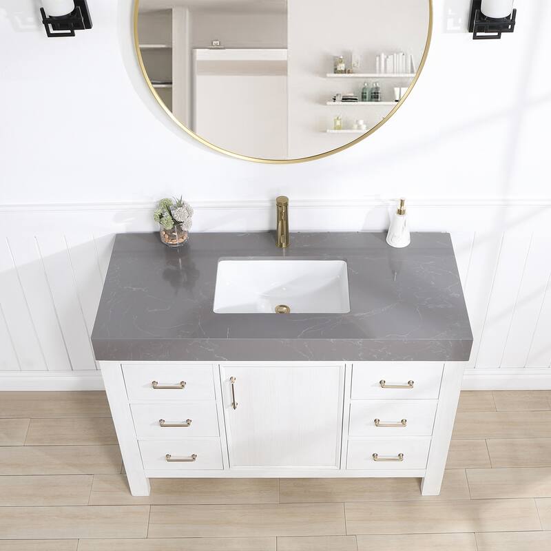 Leon 48 in. Single Bathroom Vanity with Composite Stone Top