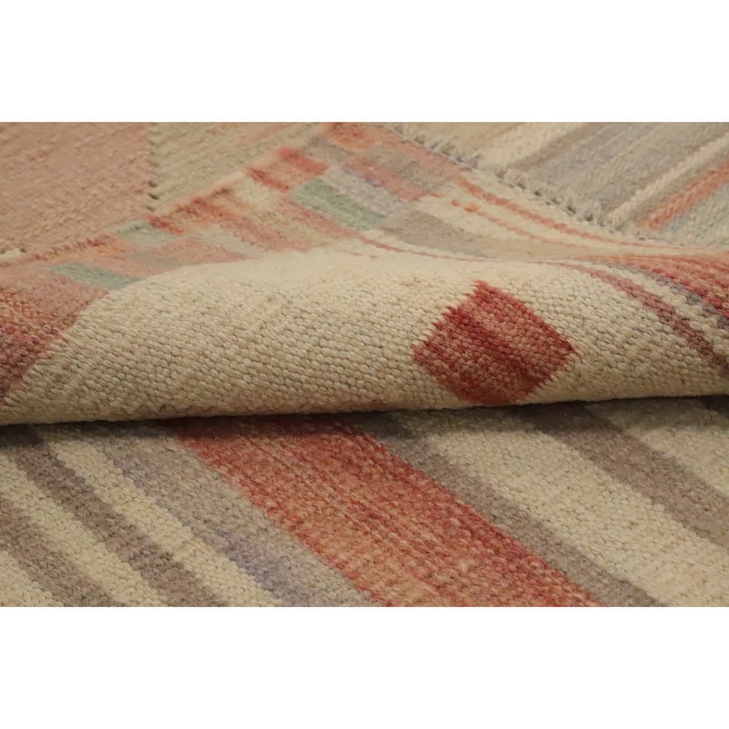 Hand Woven Oriental 100% Wool Carpet Southwestern Tribal Oranges & Rust Kilim Area Rug - 5' 11'' X 3' 11''