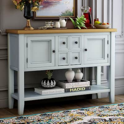 Modern Sideboard With Four Doors, Metal Handles & Legs And Adjustable Shelves