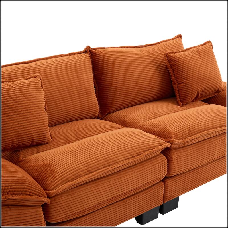 Corduroy Sofa Sleeper with Pillows