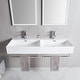 preview thumbnail 7 of 7, 48-Inch Bathroom Dual Basin Trough Sink with Towel Racks - 47.8" x 16.5" x 5.7"