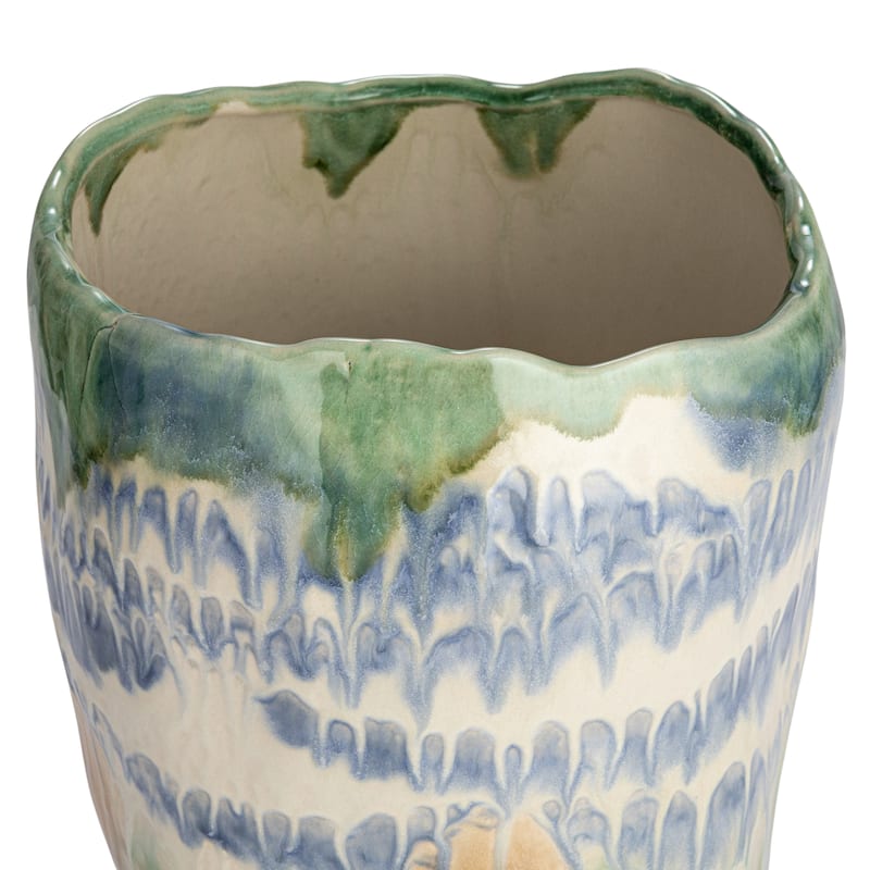 Decorative Stoneware Vase with Reactive Glaze