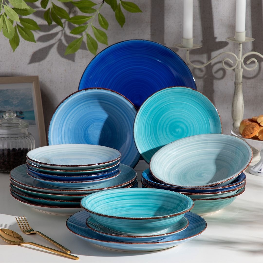 vancasso Bonita Blue Dinner Set- 36 Pieces Stoneware Dinnerware