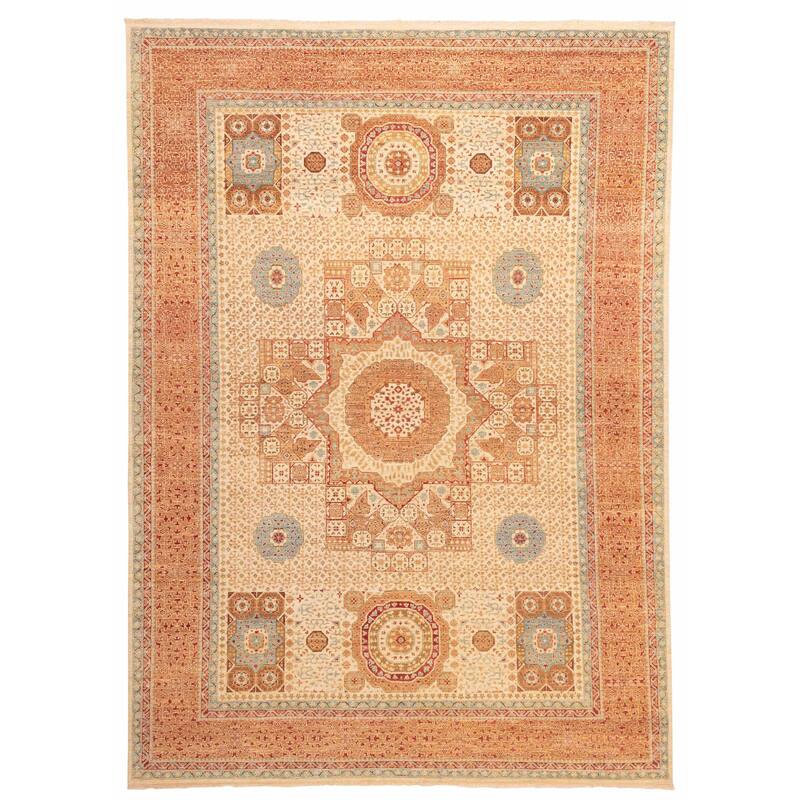 ECARPETGALLERY Hand-knotted Mamluk Cream Wool Rug - 9'8 x 13'6