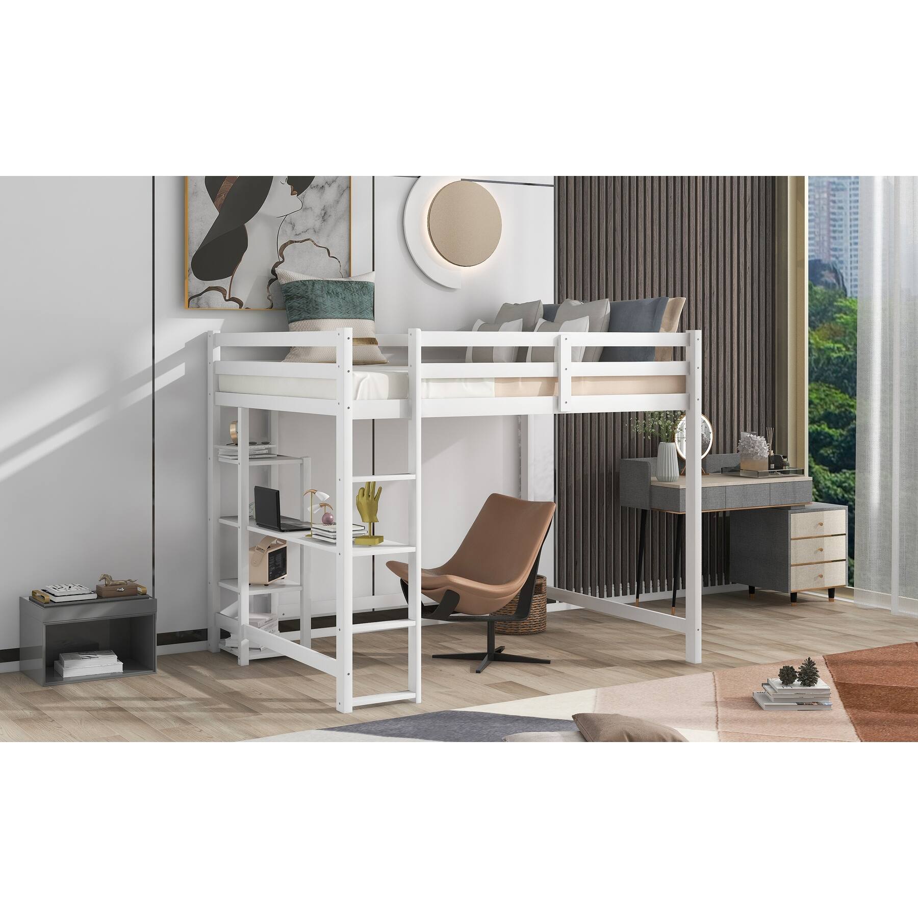 Full Loft Bed with Builtin Desk & Shelves Bed Bath & Beyond 38241300