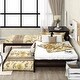 preview thumbnail 3 of 7, Full Size L-shaped Platform Beds with Drawers Linked with Built-in Rectangle Table and Twin Size Trundle.