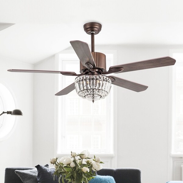 Shop 52-inch Wood Metal 3-light Crystal 5-blades Ceiling ...