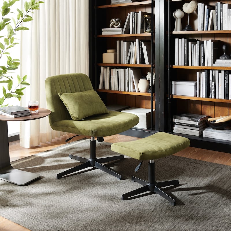 Art Leon Swivel and Adjustable Accent Chair with Ottoman