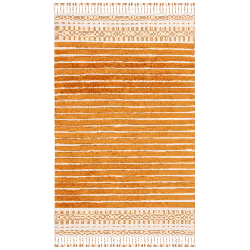 SAFAVIEH Handmade Kilim Roxani Yosra Transitional Cotton Rug - 3' x 5' - Natural/Gold