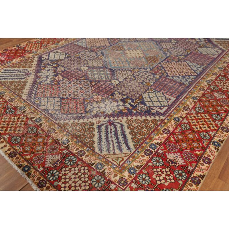 Hand Knotted Oriental 100% Wool Carpet Traditional Geometric Navy Blue & Blues Najafabad Area Rug - 12' 10'' X 9' 1''