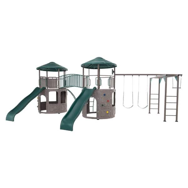 slide 2 of 14, Lifetime Double Adventure Tower with Monkey Bars